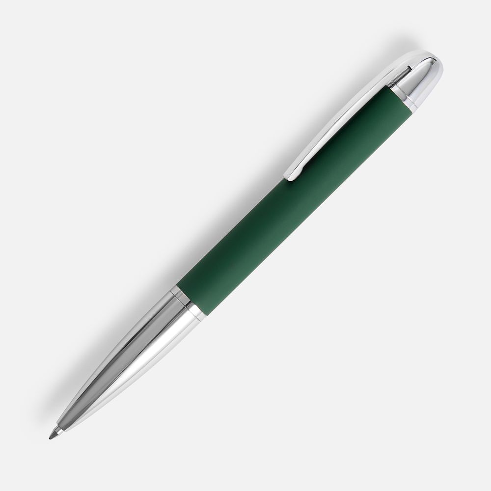 Ручка шариковая Arc Soft Touch, зеленая с логотипом