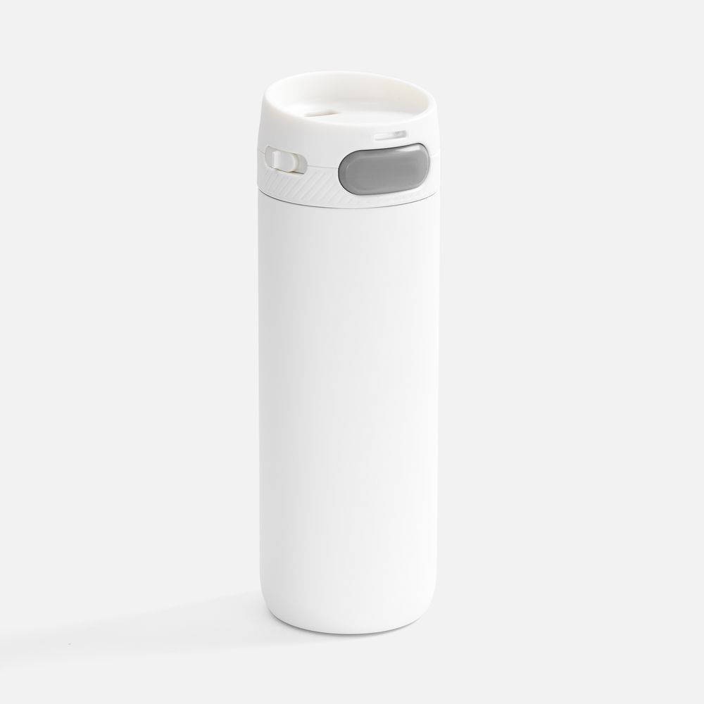 Термостакан X1 с цветной кнопкой, белый с серым с логотипом