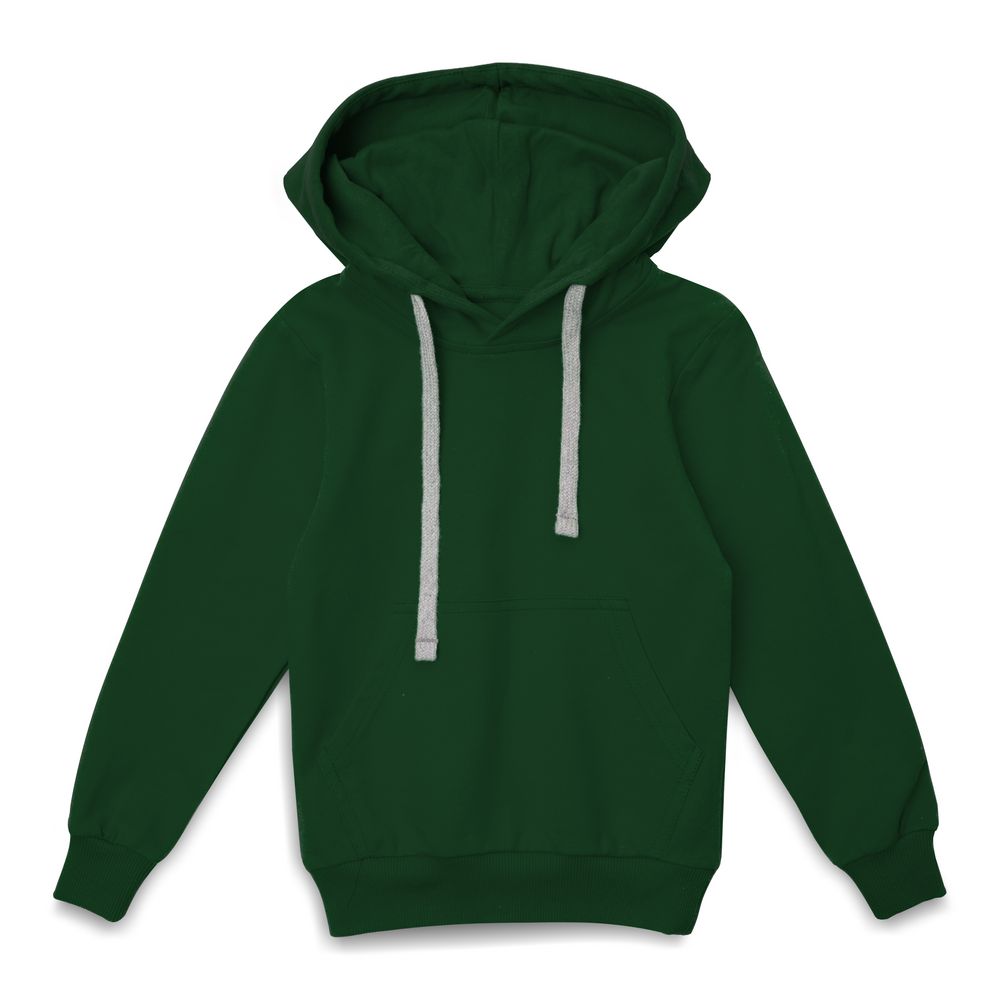 Толстовка с капюшоном детская Kirenga Kids, темно-зеленая с логотипом