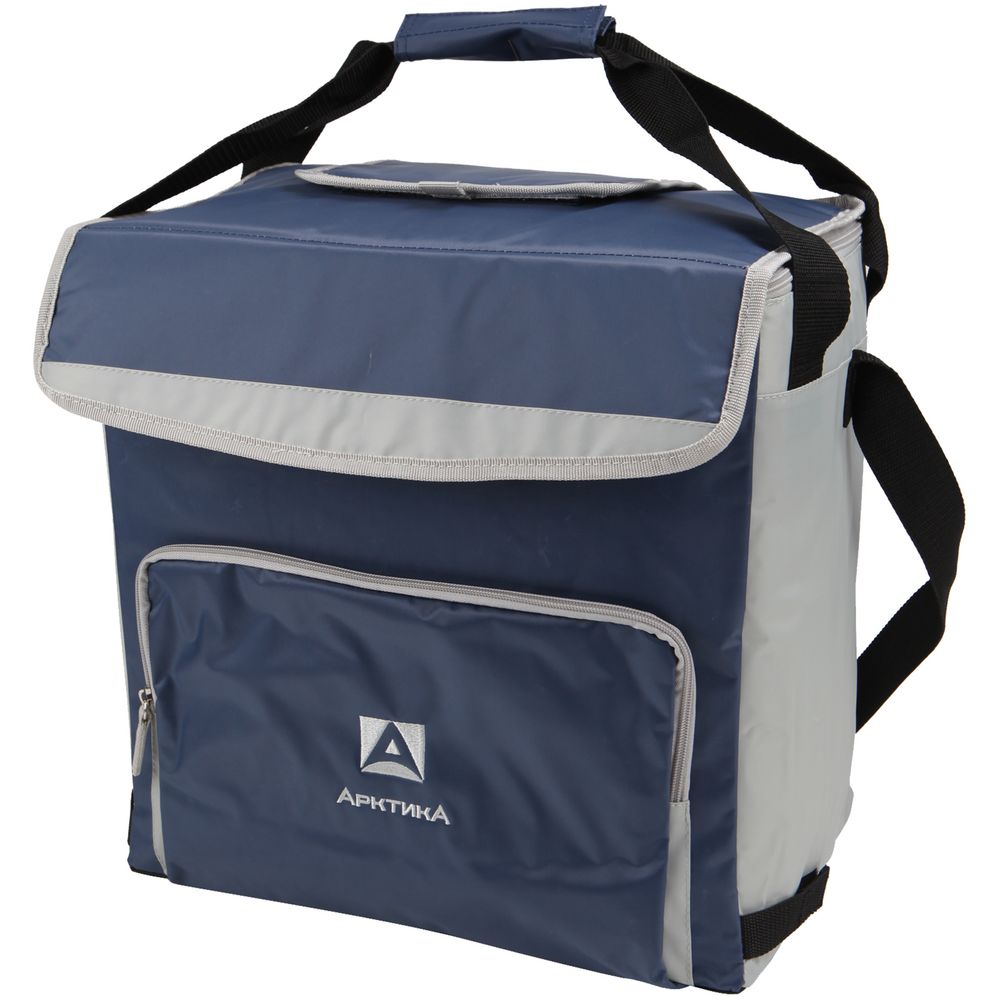 Термосумка с люком «Арктика», L, синяя с логотипом