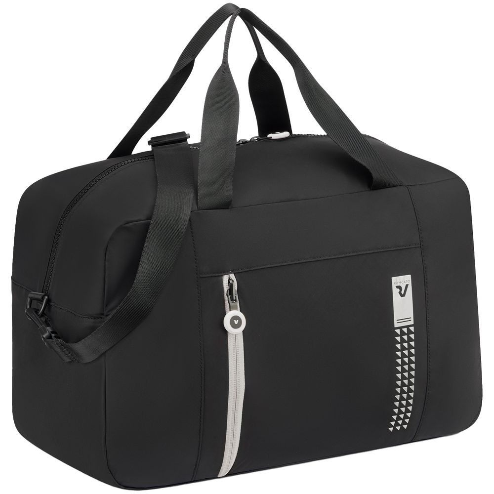 Сумка дорожная Compact Neon, черная с белым с логотипом