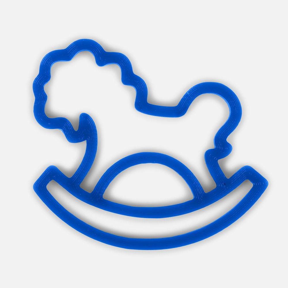 Подвеска «Лошадка-качалка», 3D-печать, синяя с логотипом