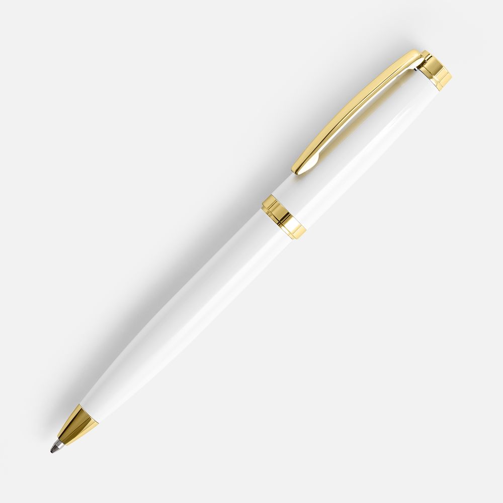 Ручка шариковая Letra Gold, глянцевая, белая с логотипом