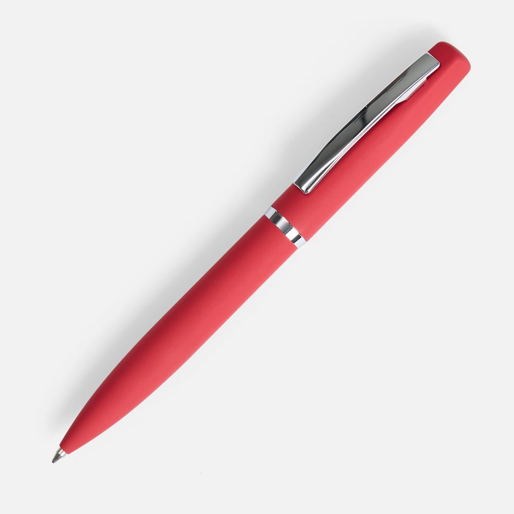Ручка шариковая Bolt Soft Touch, красная с логотипом