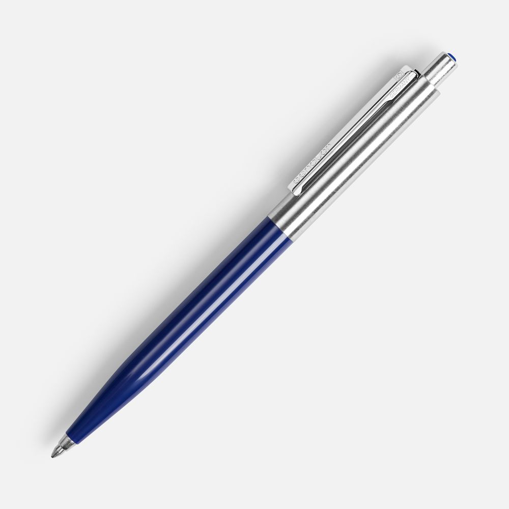 Ручка шариковая Senator Point Metal, ver.2, темно-синяя с логотипом