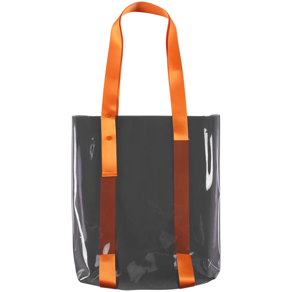 Шопер Clear Fest, прозрачный серый с оранжевыми ручками с логотипом