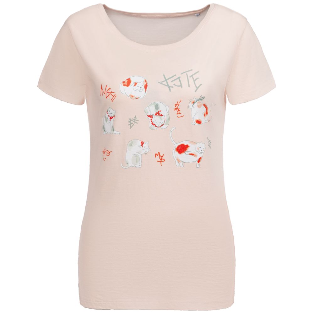 Футболка женская «Котэ», розовая с логотипом