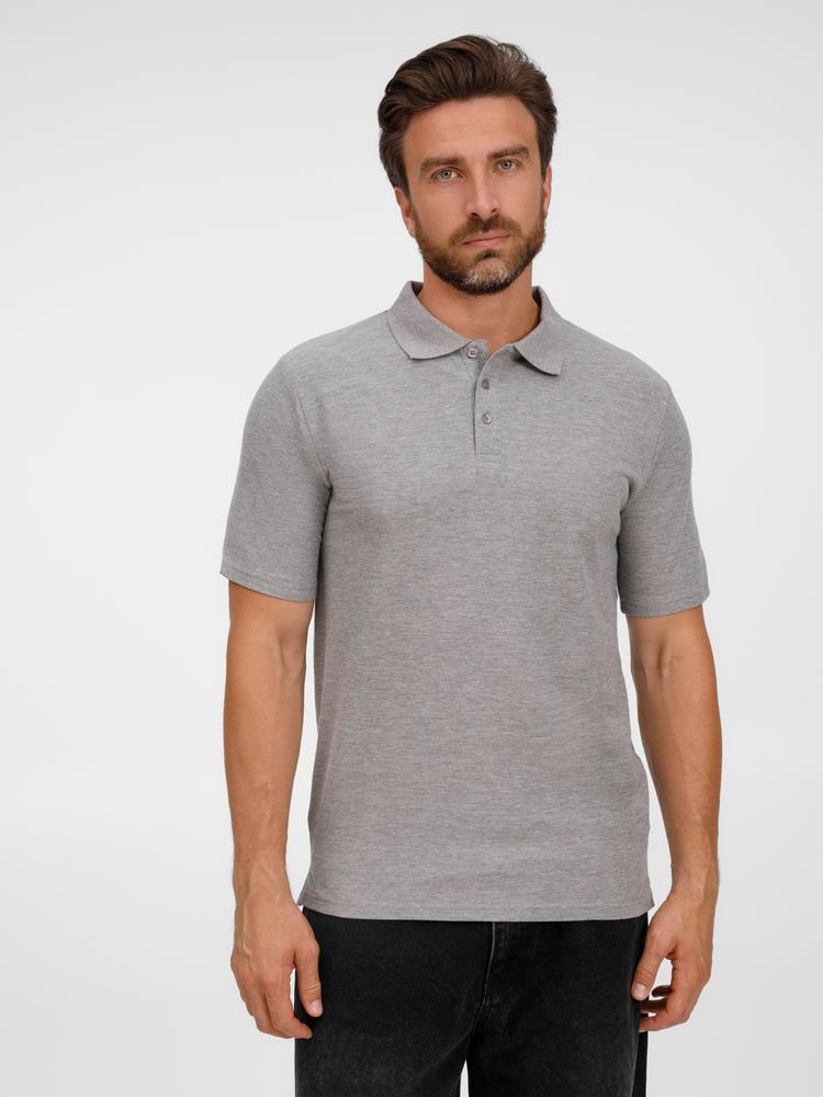 Рубашка поло унисекс Tervise, серый меланж с логотипом