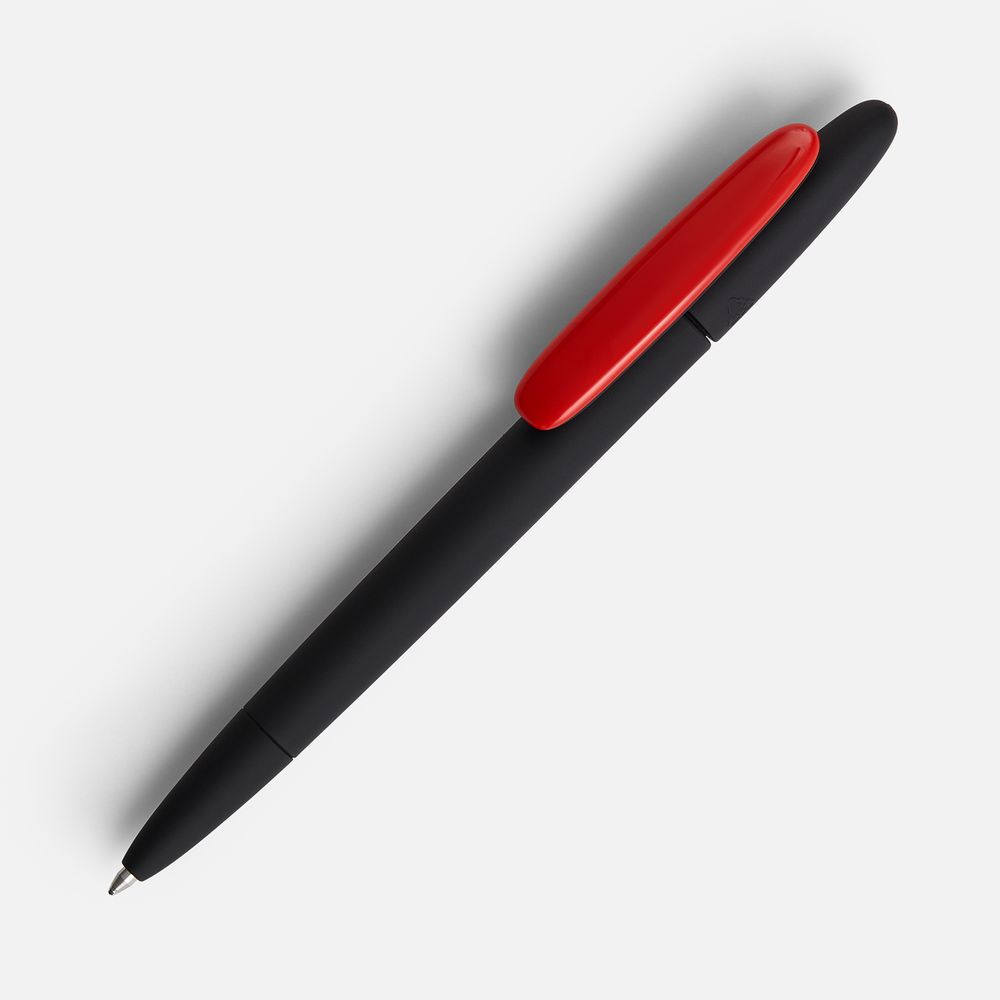 Ручка шариковая Prodir DS5 TRR-P Soft Touch, черная с красным с логотипом