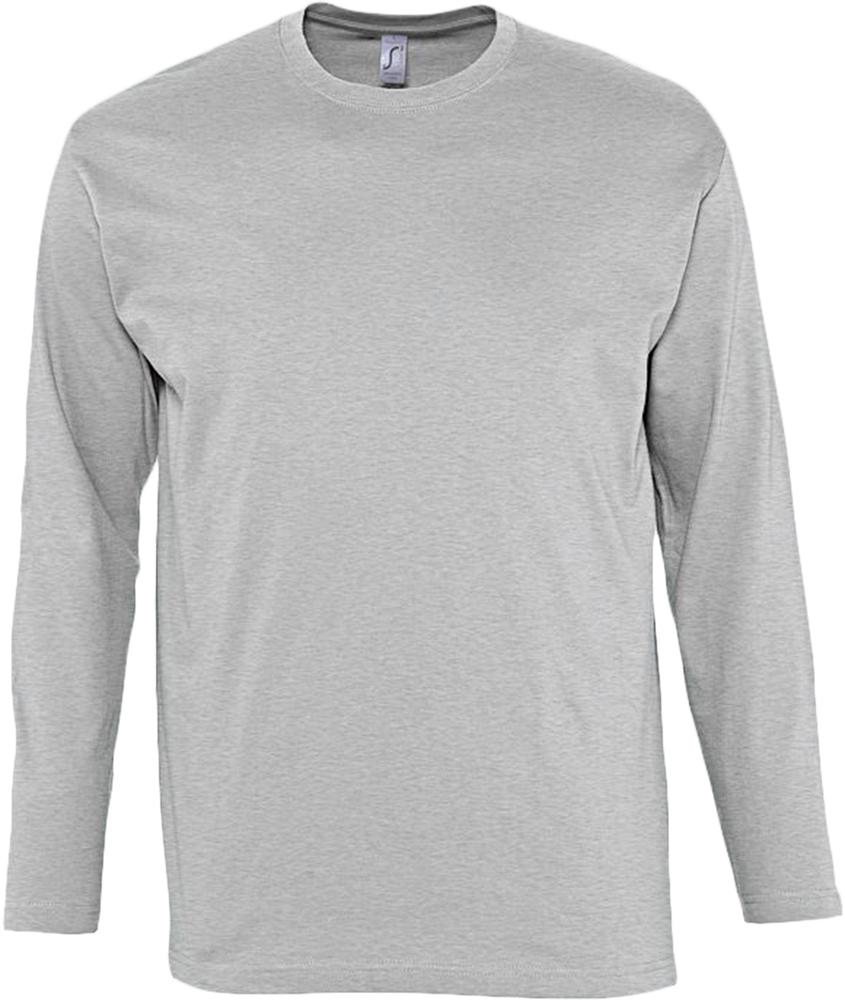Футболка с длинным рукавом Monarch 150, серый меланж с логотипом