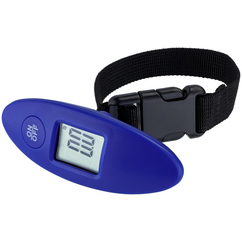 Дорожные весы Ponder, синие с логотипом