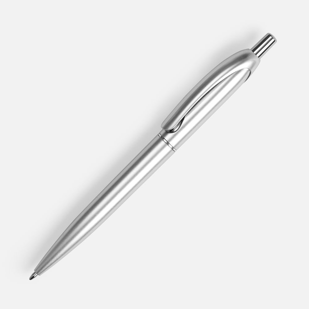 Ручка шариковая Bright Spark, серебристая с логотипом