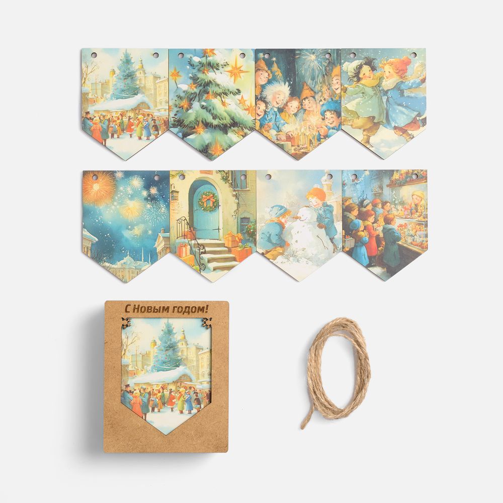 Деревянные флажки «Праздничные мотивы» с логотипом