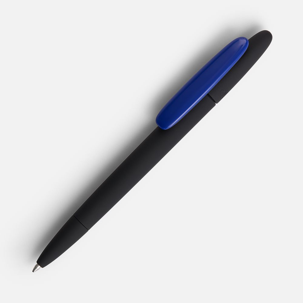 Ручка шариковая Prodir DS5 TRR-P Soft Touch, черная с синим с логотипом