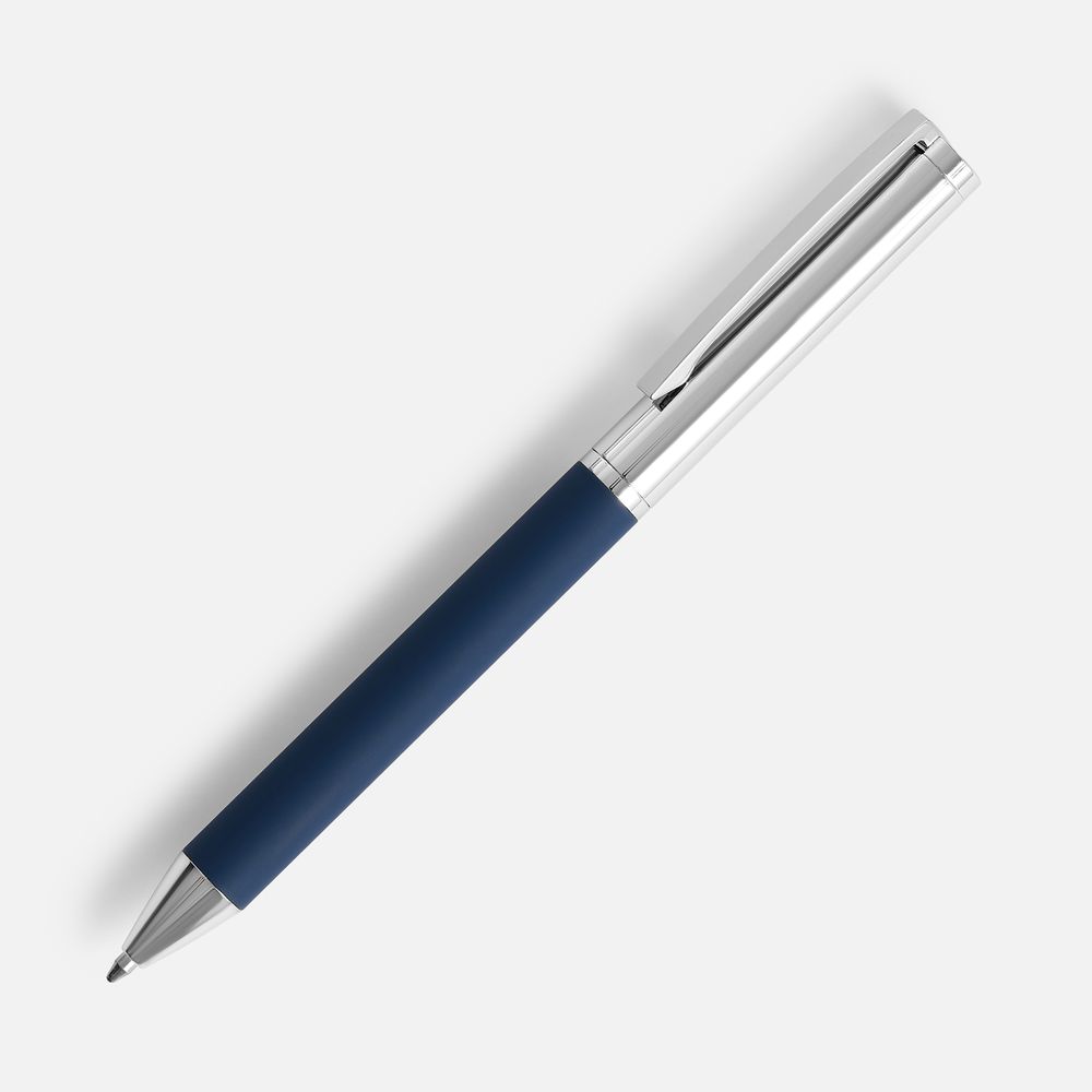 Ручка шариковая Eyeshot Soft Touch, темно-синяя с логотипом