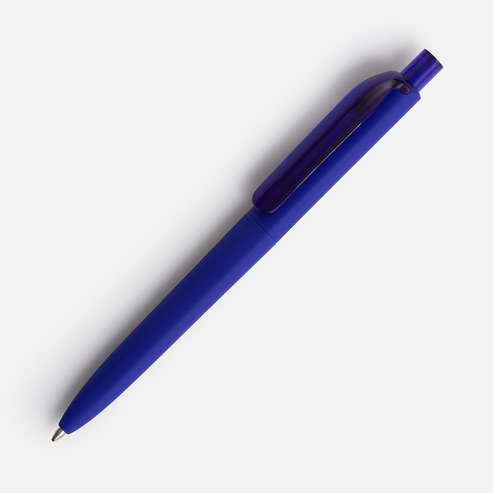 Ручка шариковая Prodir DS8 PRR-T Soft Touch, синяя с логотипом