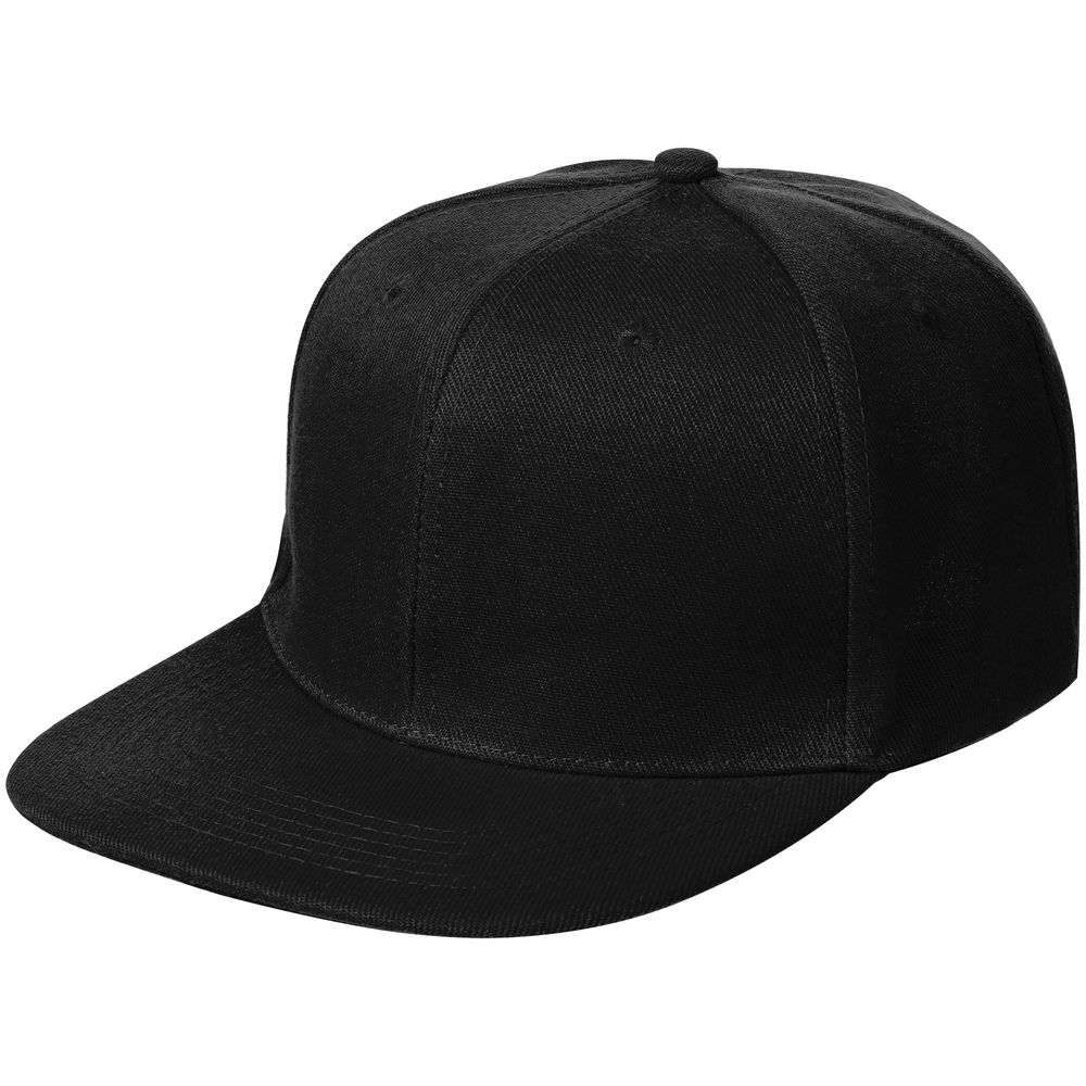 Бейсболка Snapback с прямым козырьком, черная с логотипом