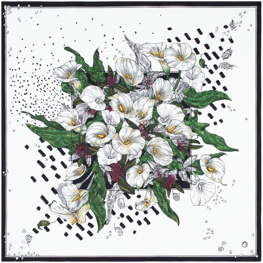 Платок шелковый Delicate, каллы с логотипом