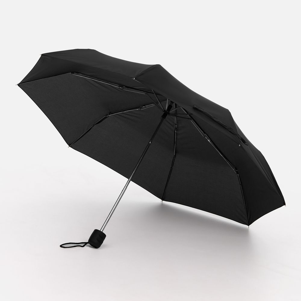 Зонт складной Basic, черный с логотипом