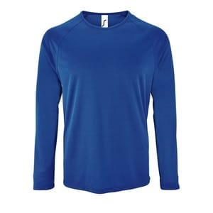 Футболка с длинным рукавом Sporty LSL Men, ярко-синяя с логотипом