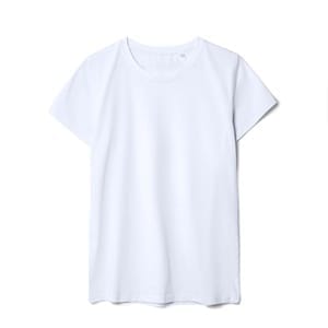 Футболка женская T-bolka Stretch Lady, белая (холодный оттенок) с логотипом
