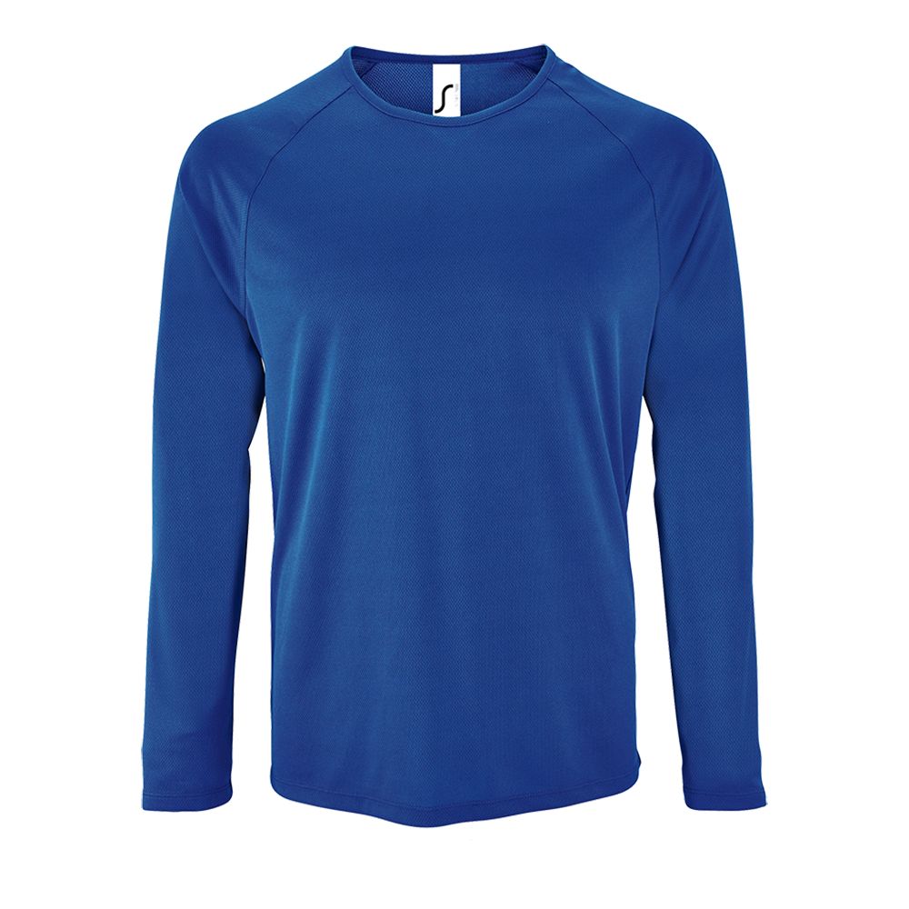 Футболка с длинным рукавом Sporty LSL Men, ярко-синяя с логотипом