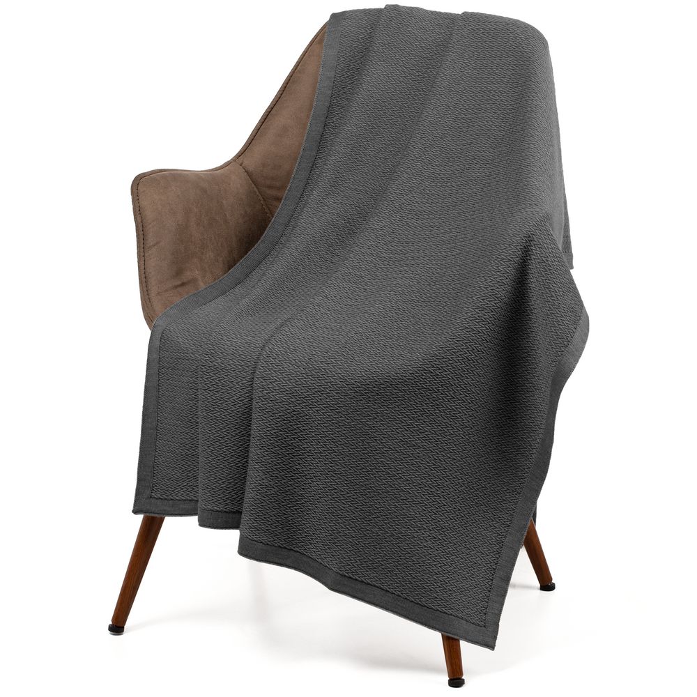 Плед Ornato, серый (кварцевый меланж) с логотипом