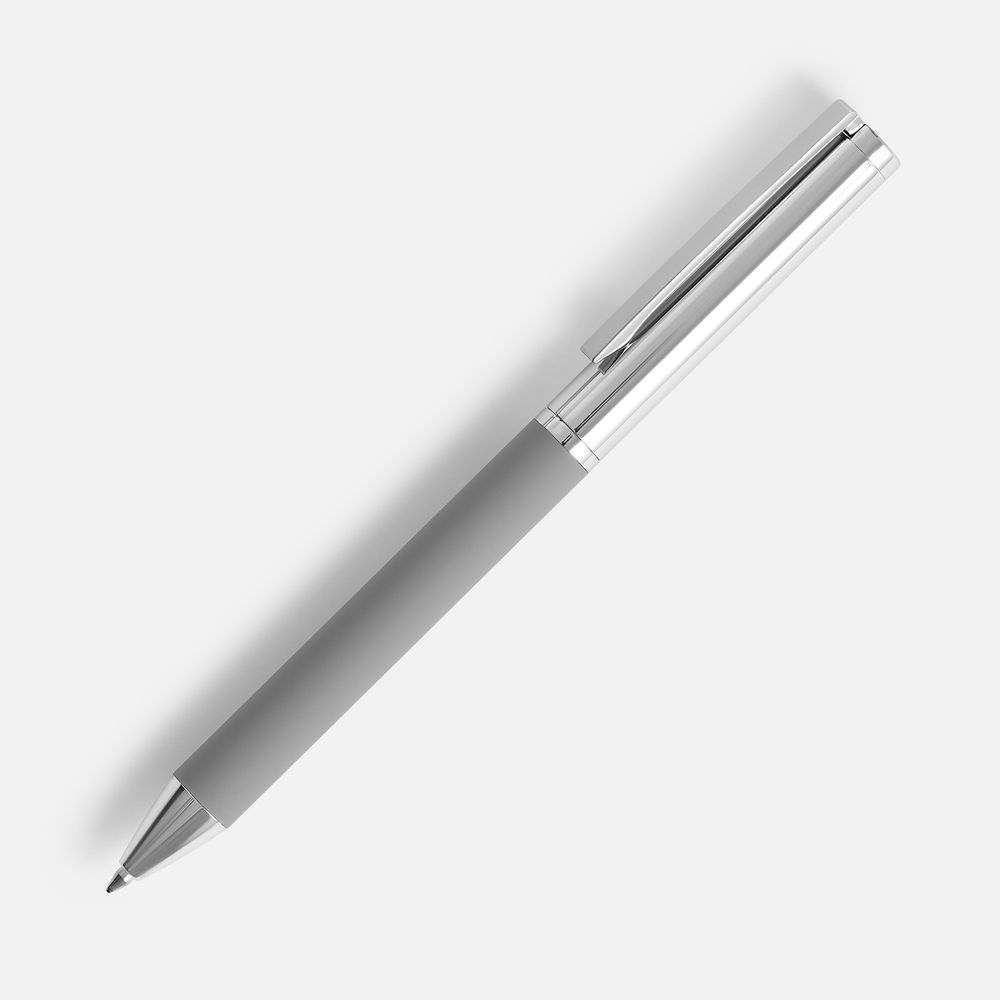 Ручка шариковая Eyeshot Soft Touch, серая с логотипом