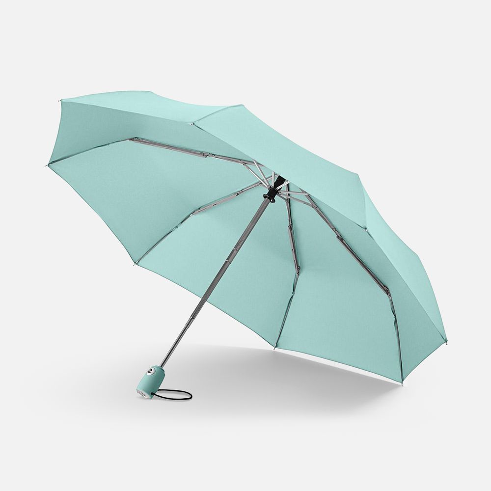 Зонт складной AOC, зеленый (мятный) с логотипом