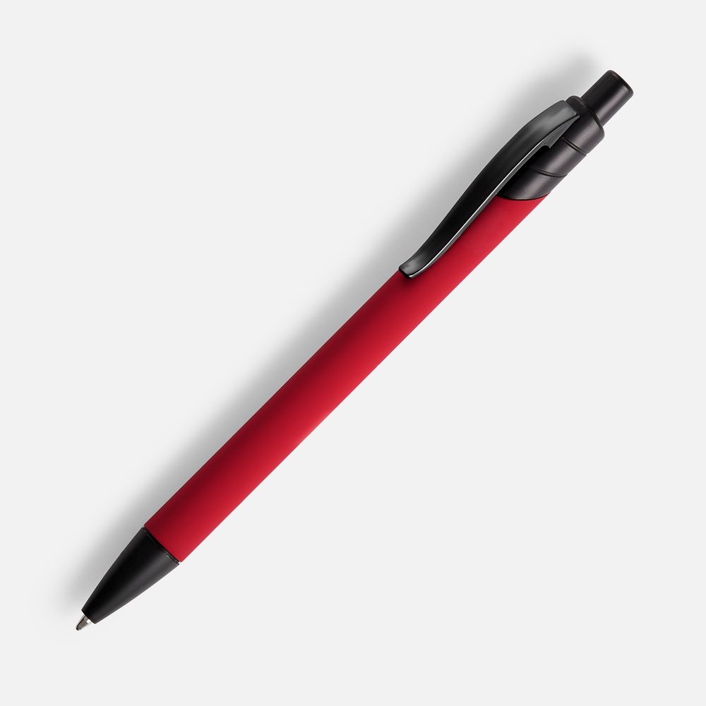 Ручка шариковая Undertone Black Soft Touch, красная с логотипом