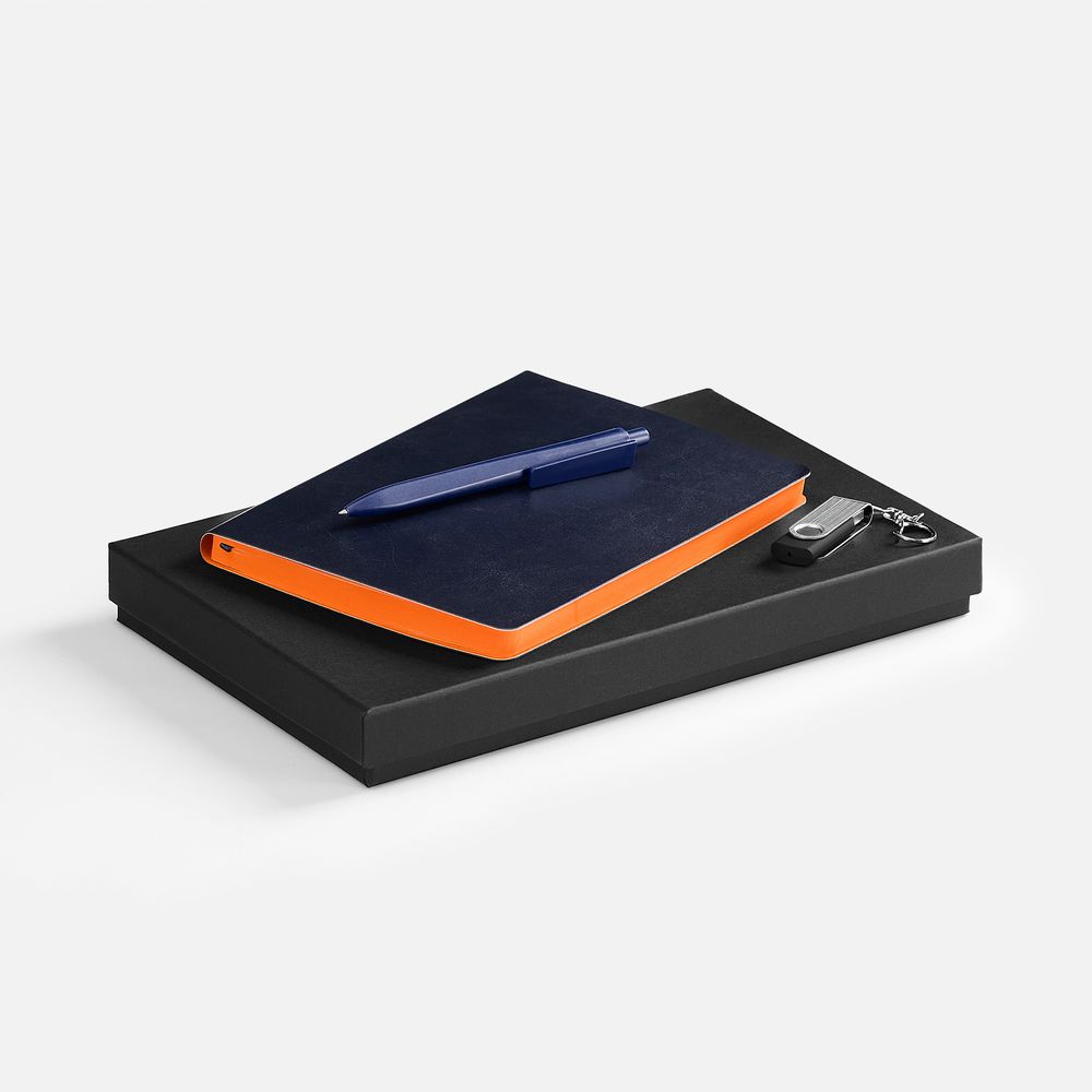 Набор Doppio Memory, синий с оранжевым с логотипом