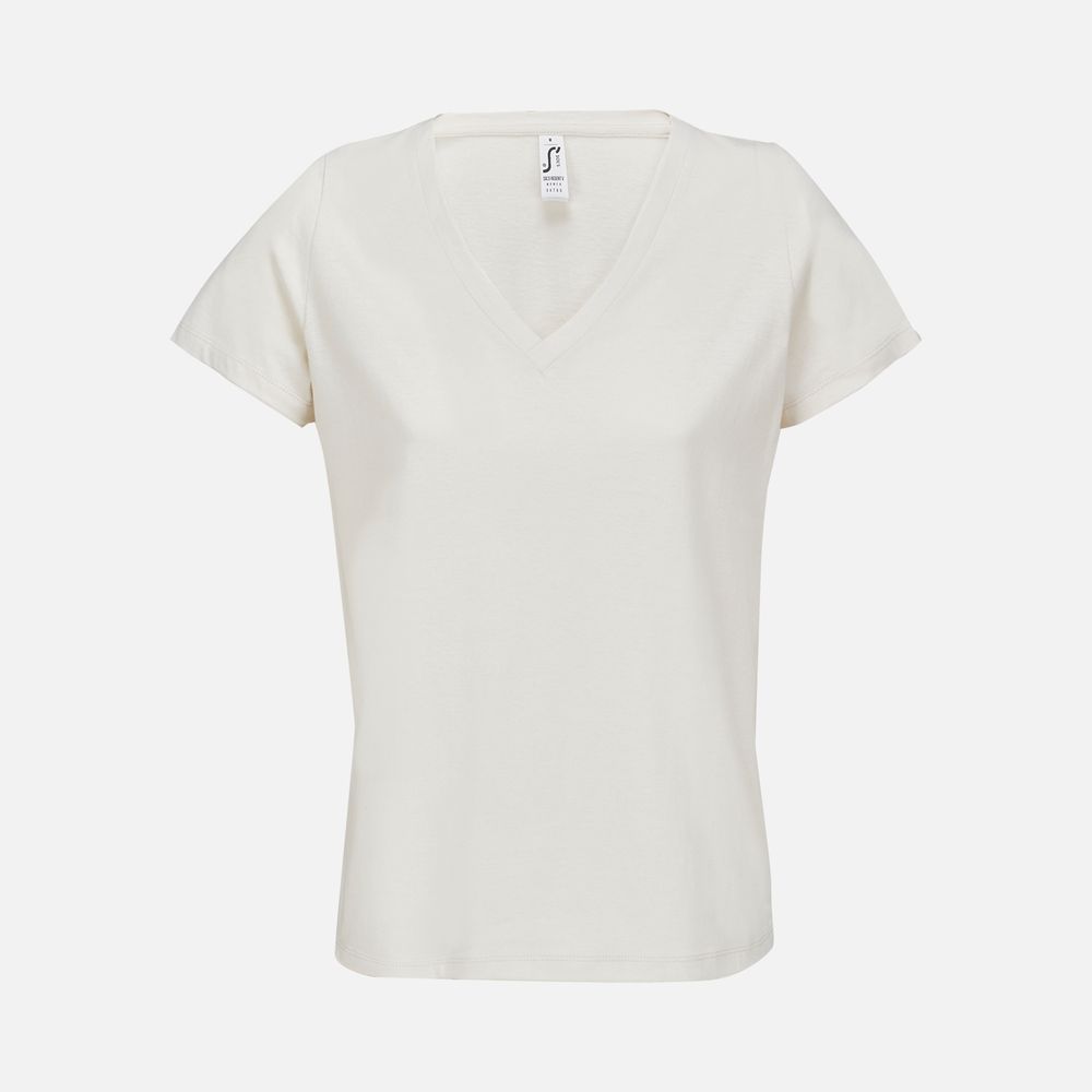 Футболка женская Regent Women с V-образным вырезом, молочно-белая с логотипом