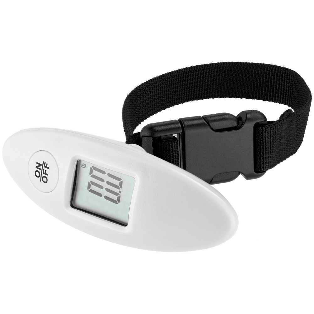 Дорожные весы Ponder, белые с логотипом