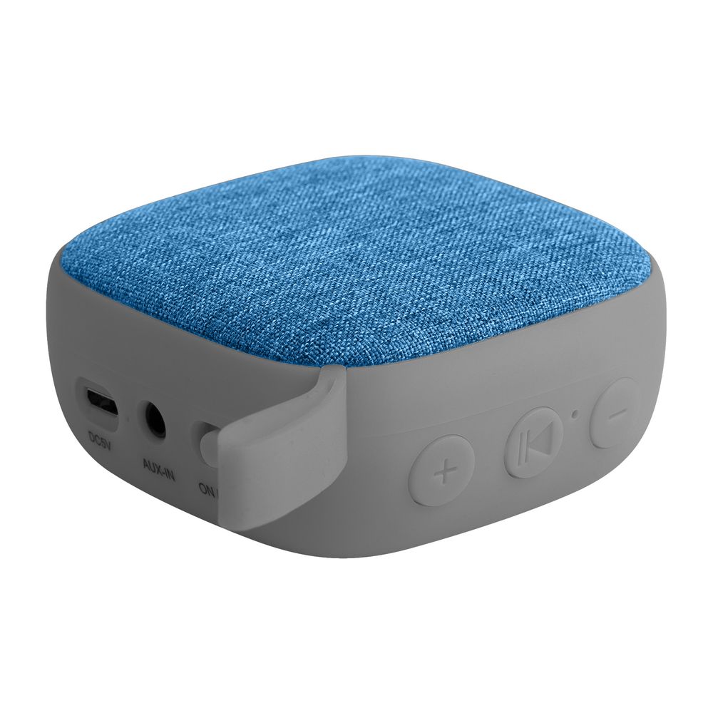 Беспроводная колонка Chubby, серая с голубым с логотипом