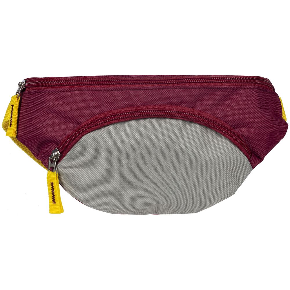 Поясная сумка детская Kiddo, бордовая с серым с логотипом