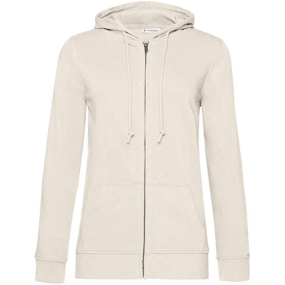 Толстовка на молнии с капюшоном женская BNC Inspire (Organic), молочно-белая с логотипом