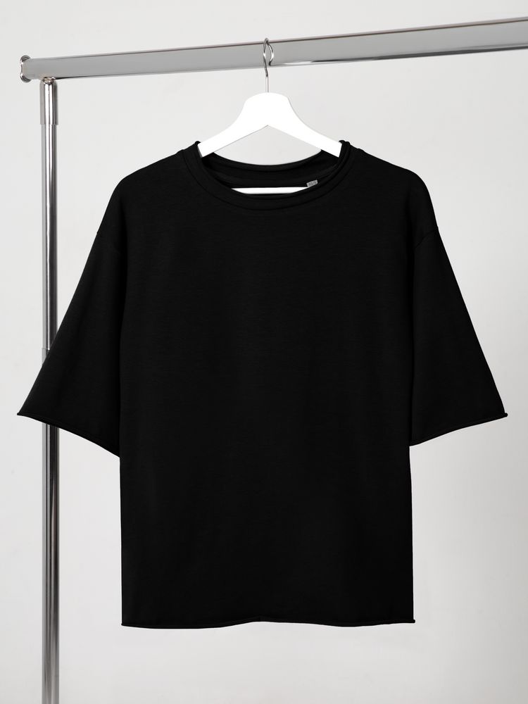 Футболка оверсайз Vozduh 2.0, черная с логотипом