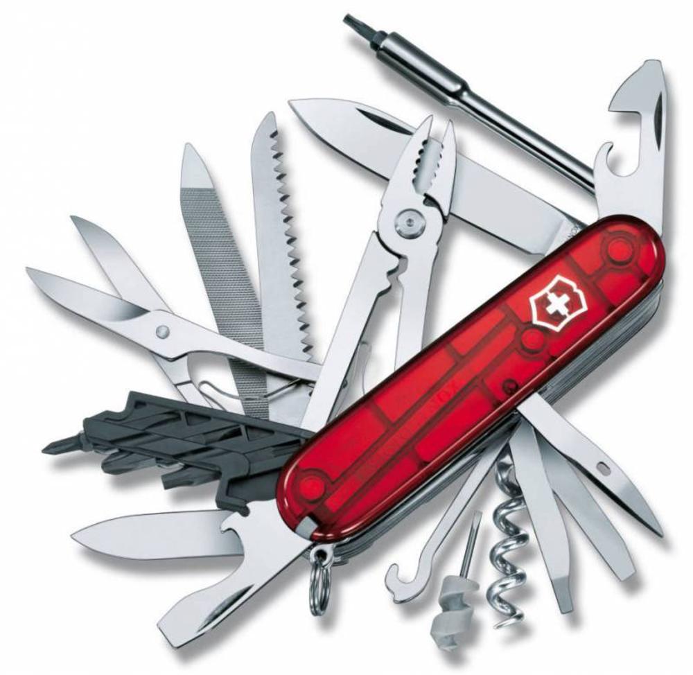 Офицерский нож CyberTool L, полупрозрачный красный с логотипом
