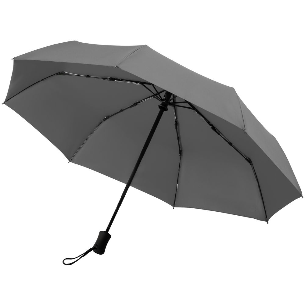 Зонт складной Monsoon, серый с логотипом