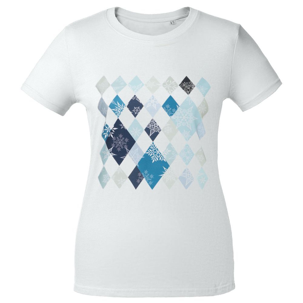 Футболка женская «Ромбо. Первый снег», белая с логотипом