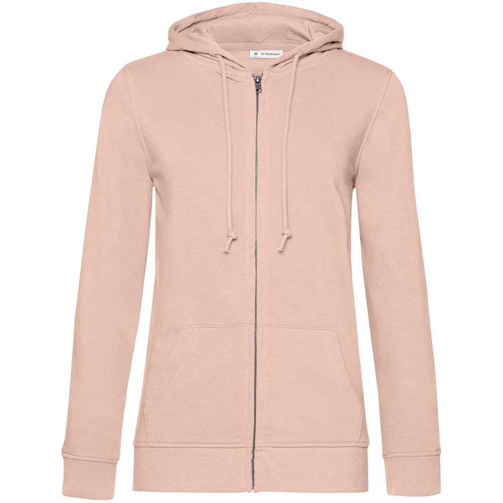 Толстовка на молнии с капюшоном женская BNC Inspire (Organic), розовая с логотипом