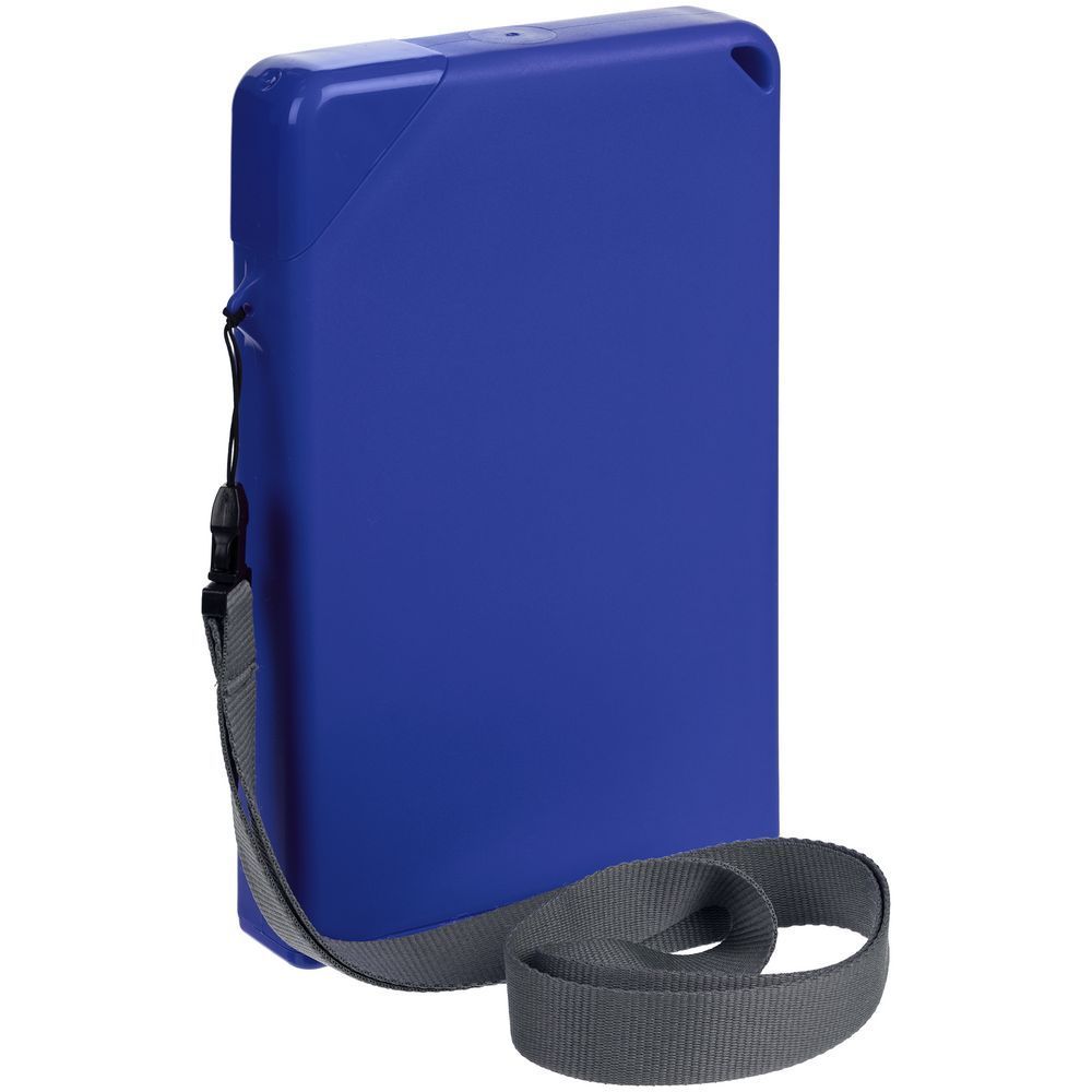 Плоская бутылка для воды Flacon, синяя с логотипом