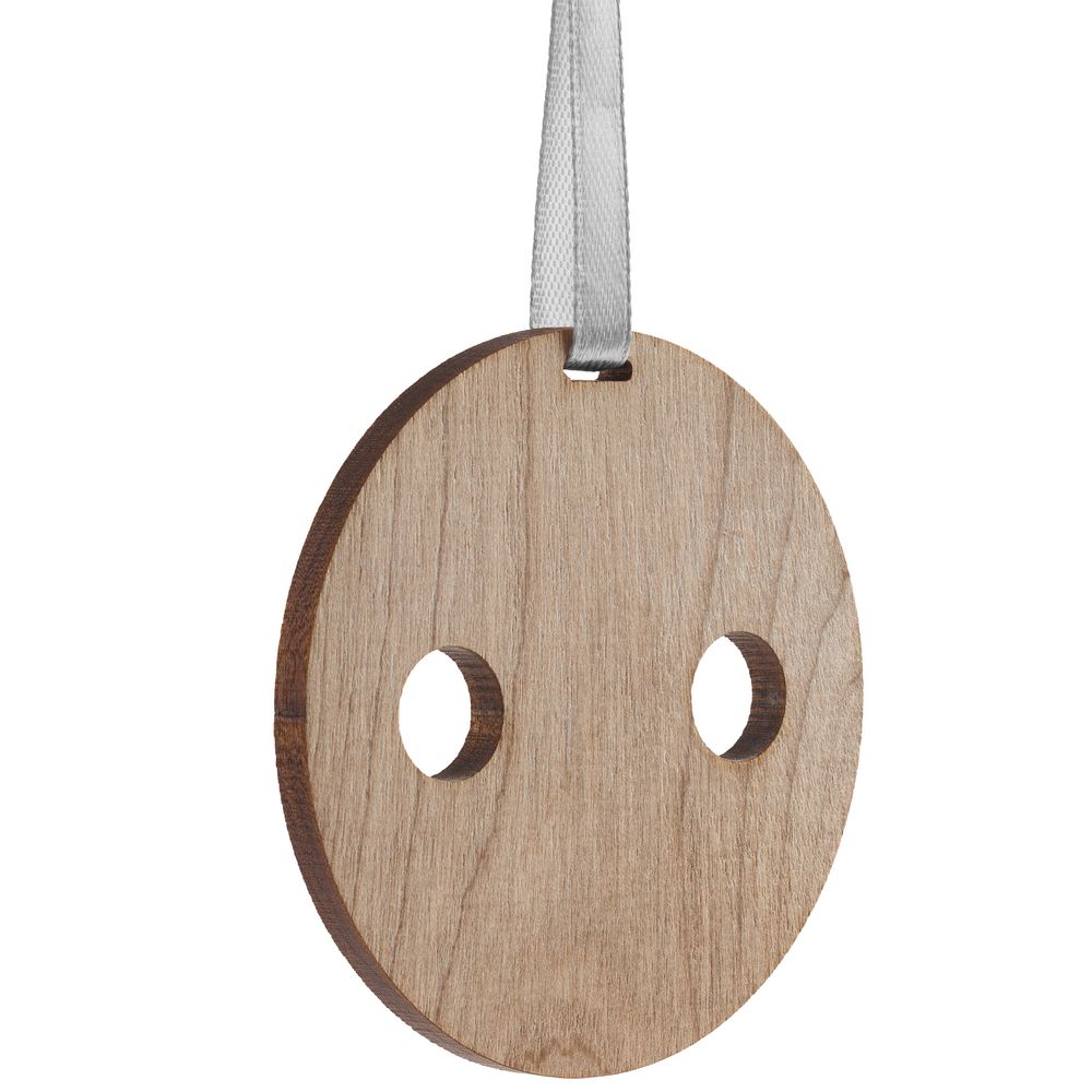 Деревянная подвеска Carving, в форме пуговицы Санты с логотипом