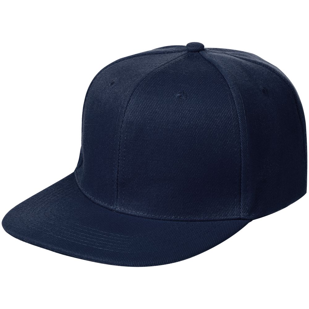 Бейсболка Snapback с прямым козырьком, темно-синяя с логотипом