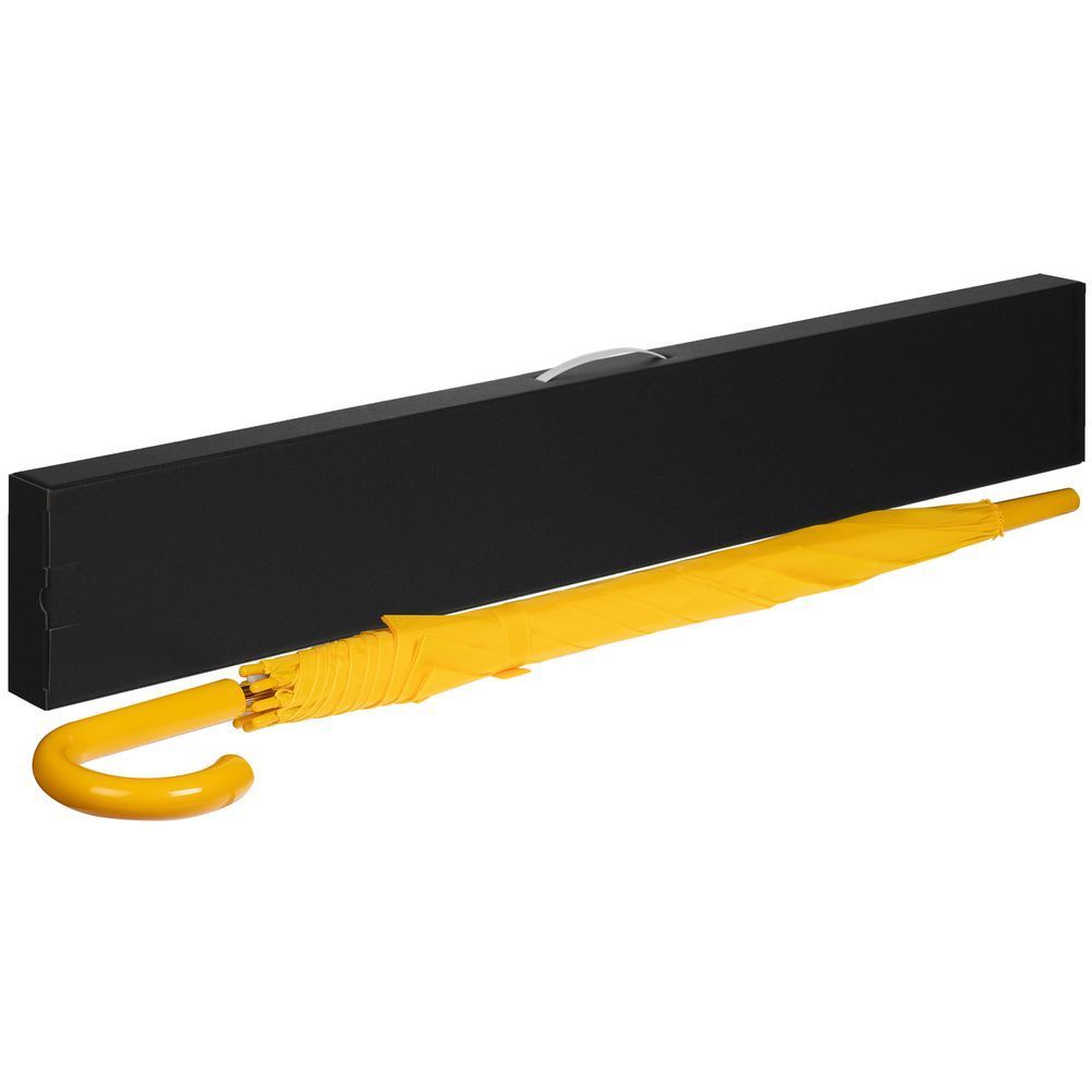 Коробка самосборная Rainmate для зонта-трости, черная, с белой ручкой с логотипом