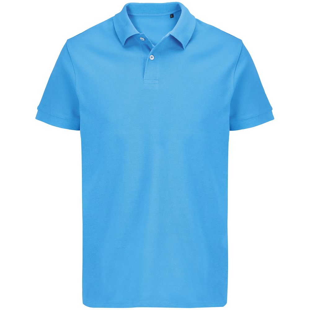 Рубашка поло унисекс Pacific, ярко-бирюзовая с логотипом