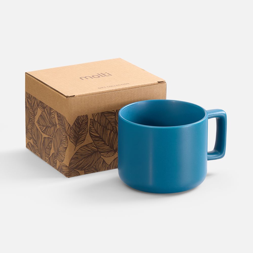 Чашка Jumbo в коробке матовая, морская волна с логотипом