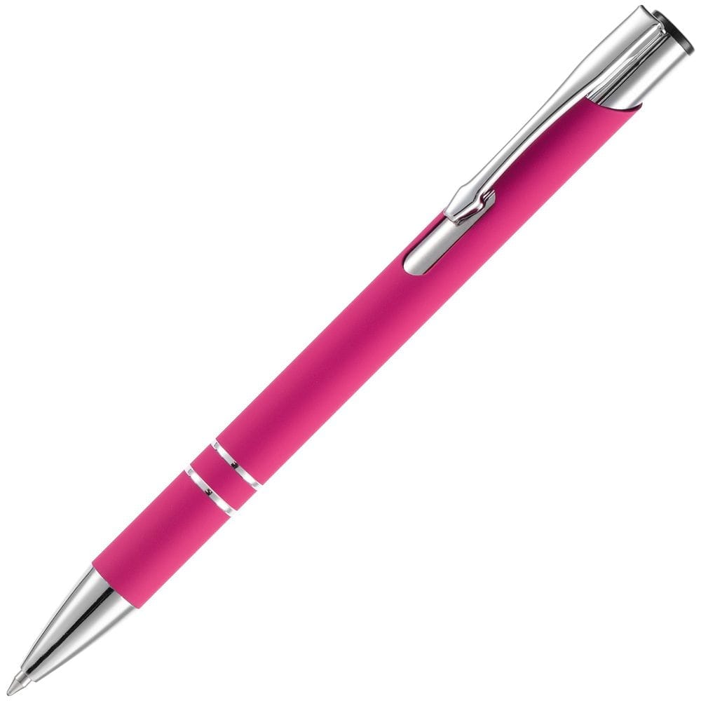 Ручка шариковая Keskus Soft Touch, розовая с логотипом