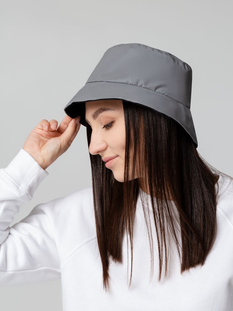 Панама Manifest из светоотражающей ткани, серая с логотипом