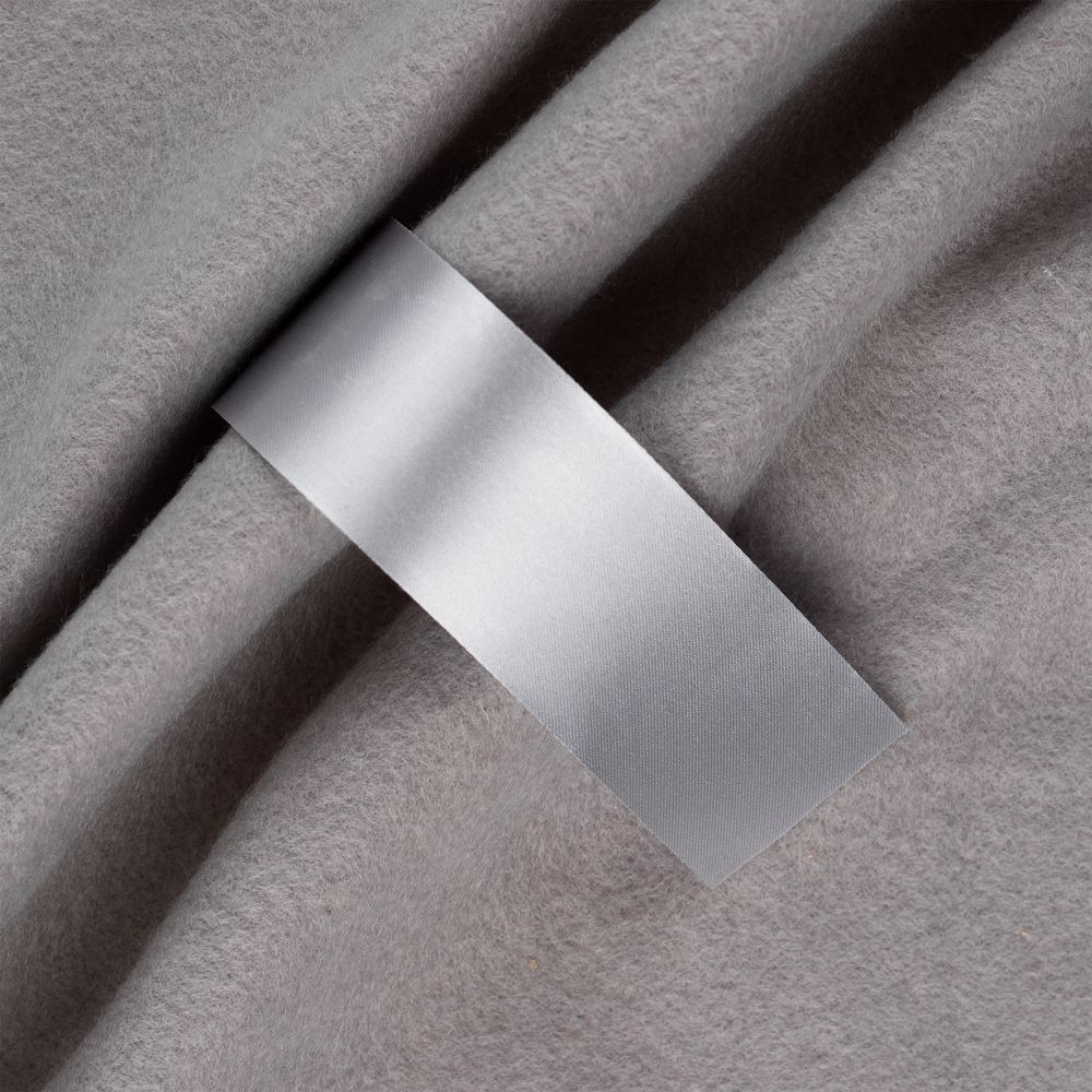 Лента сатиновая Satin 35 S, серая, 30 см с логотипом